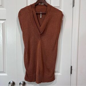 Free People Hannah Vest Oversize Slouchy Layer Tunic Top Burnt Orange Size XS